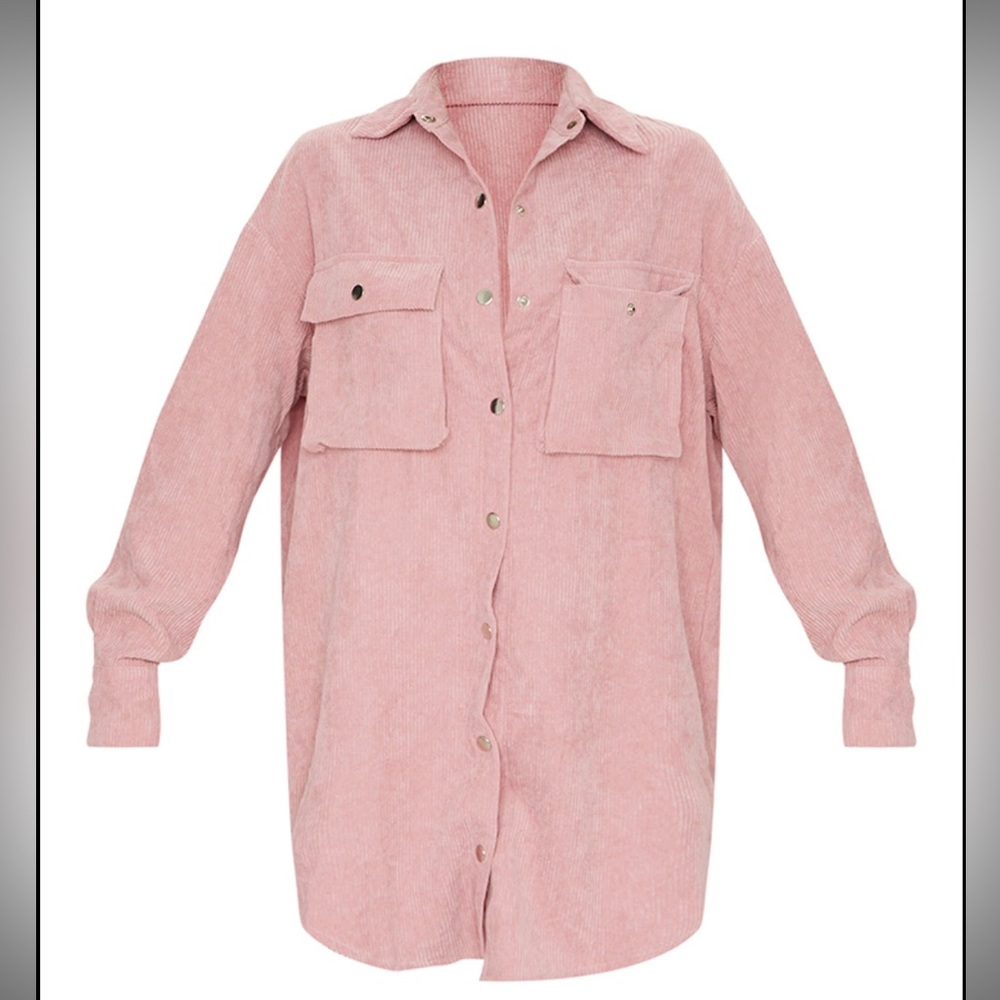 Blush Cord Pocket Detail Shirt Dress